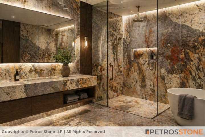 Patagonia Gold Quartzite Bathroom