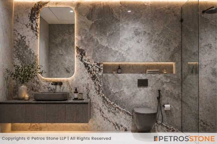 Picasso Grey Marble Bathroom