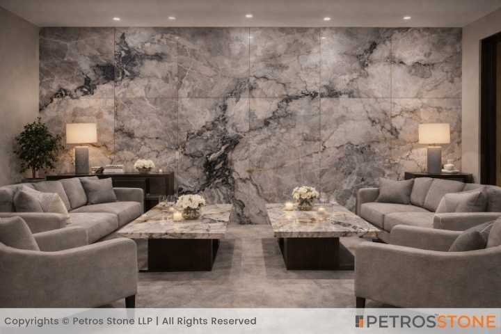 Calacatta Burgundy Marble Corridor