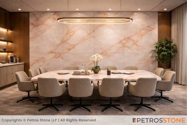 Pink White Onyx Marble Conference Room