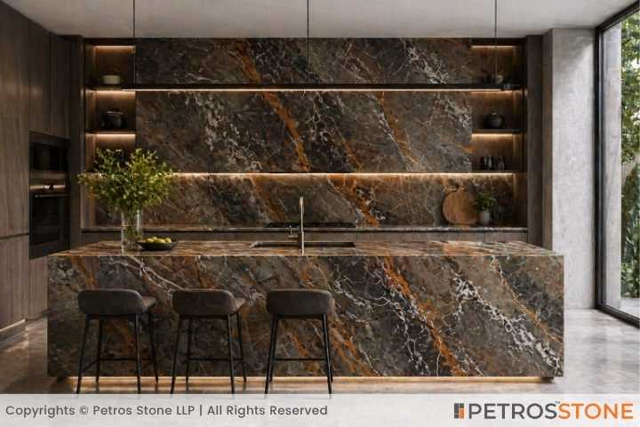 Roma Grey Quartzite Kitchen