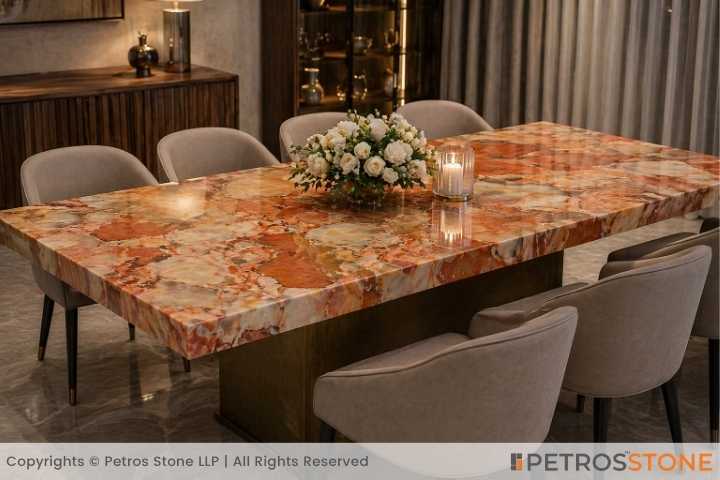 Rosso Onyx Marble Table
