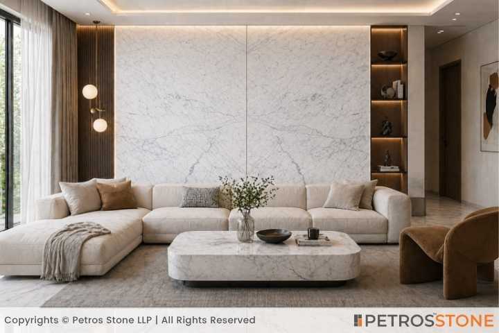 Statuario Venatino Marble Living Room