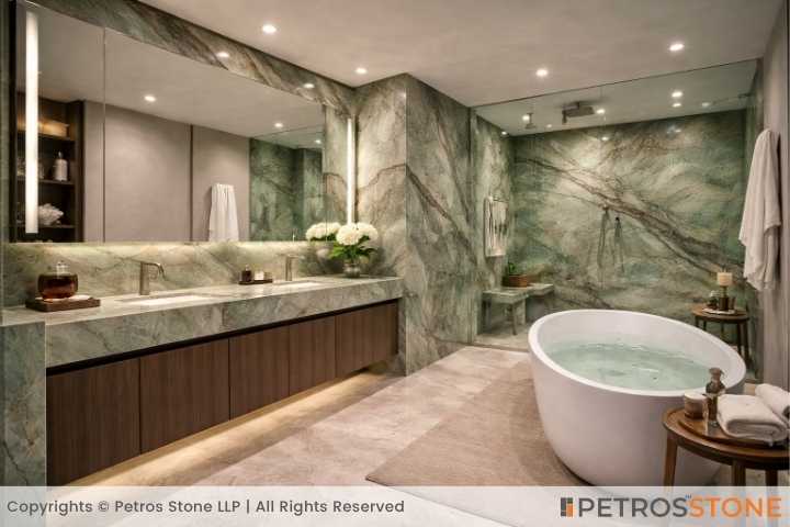 Tropical Green Quartzite Bathroom
