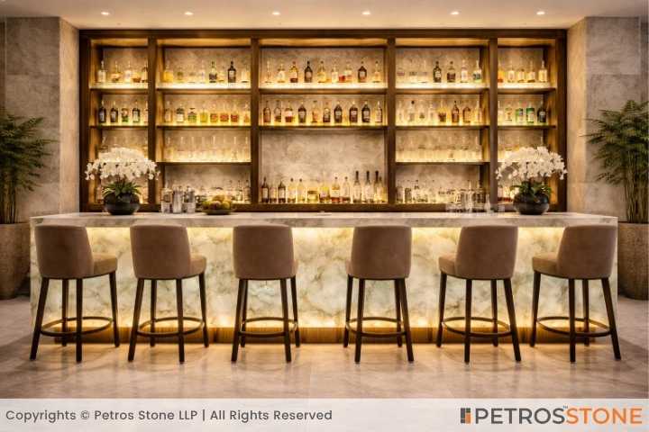 White Green Onyx Marble Bar Counter