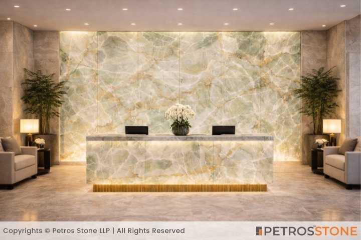 White Green Onyx Marble Reception