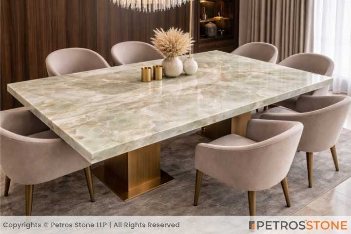 White Green Onyx Marble Table