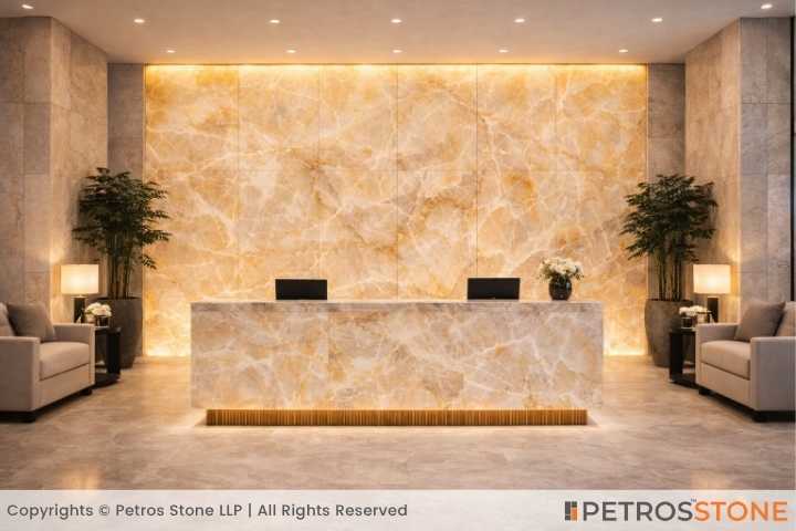 White Mango Onyx Marble Reception