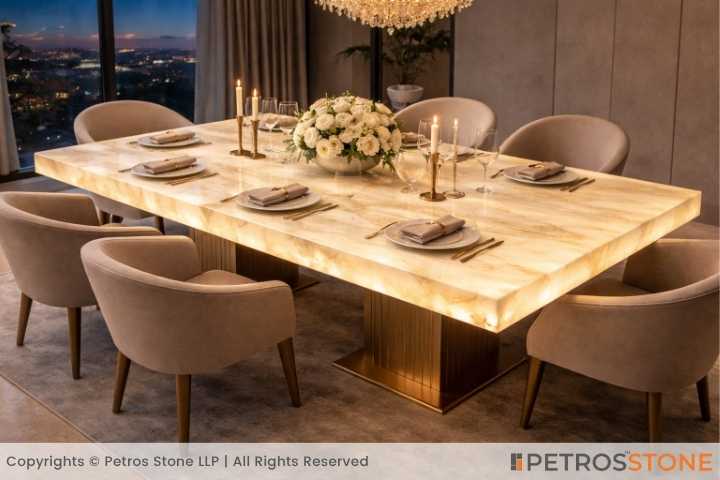 White Onyx Marble Table