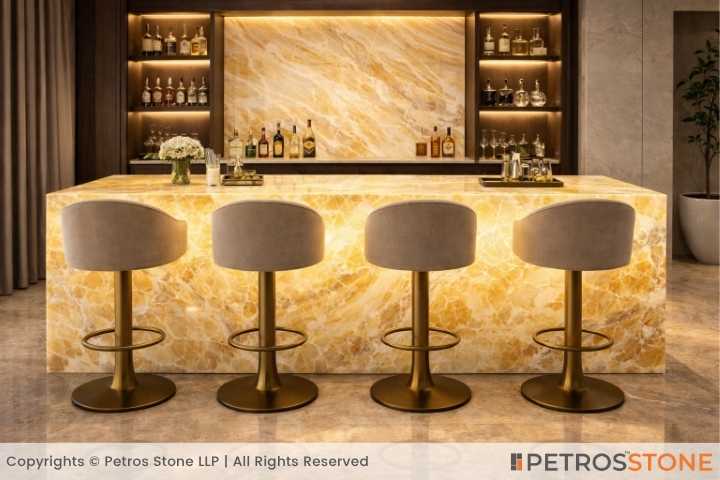 Yellow Onyx Marble Bar Counter
