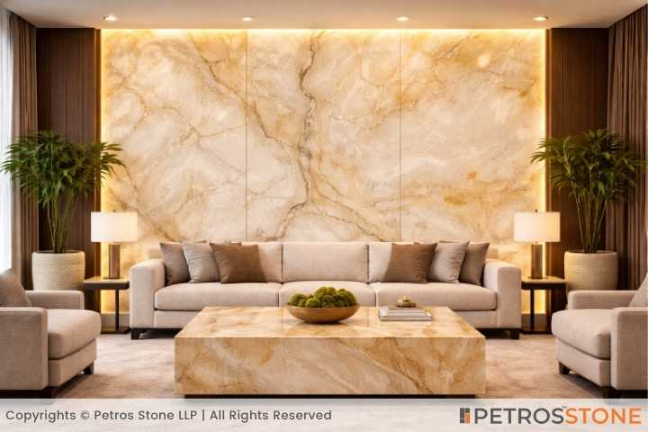 Yellow White Onyx Marble Wall Cladding