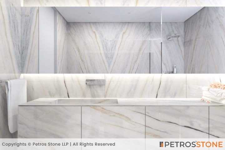 Bianco Lasa Vena Oro Marble Bathroom