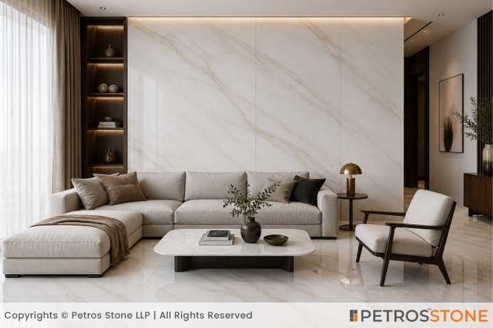 Bianco Lasa Vena Oro Marble Living Room