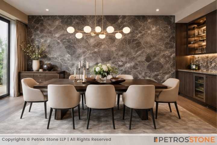 Breccia Black Marble Dining Area