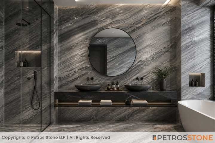 Silver Breccia Marble Bathroom