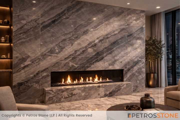 Silver Breccia Marble Fireplace