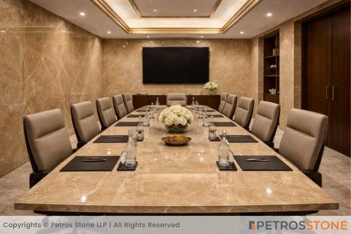 Spanish Beige Marble Conference Room