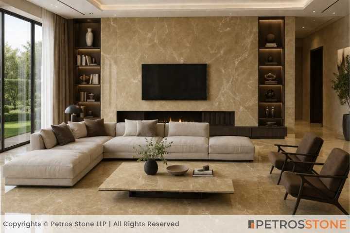 Spanish Beige Marble Living Room