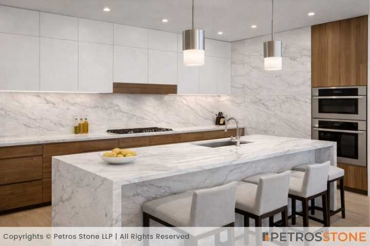 Volakas Bianco Marble Kitchen