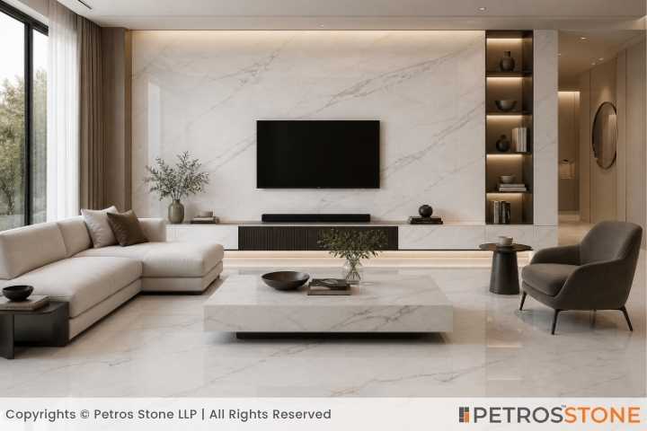Volakas Bianco Marble Living Room