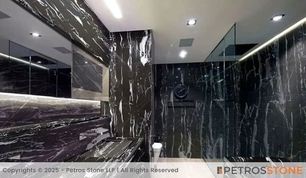 Black Portoro Waves Marble Washroom