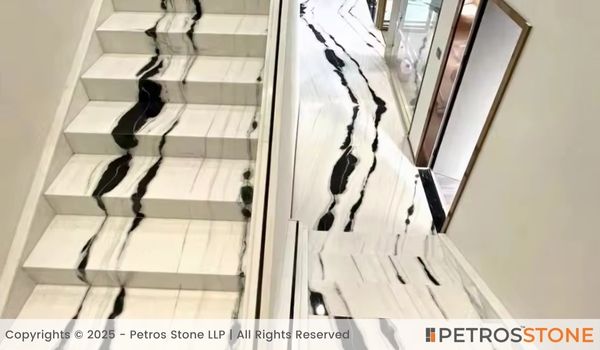 Indian Panda White Marble Flooring