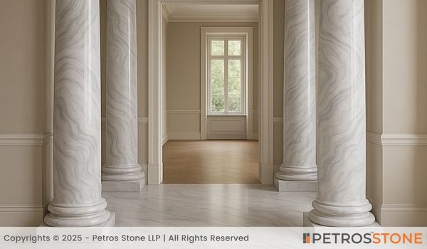 Wave Makrana Marble Pillars and Flooring